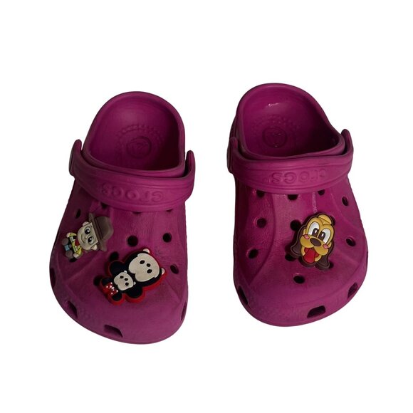 Crocs Kids Clogs Disney Charms Pink Lightweight Size Child 8 - Picture 3 of 11